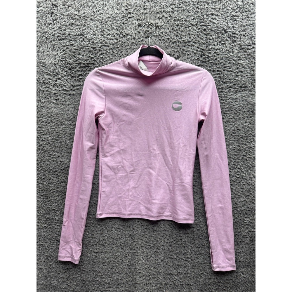 Coperni Paris Tight High Neck Jersey Long Sleeve Top Pink Womens Size S